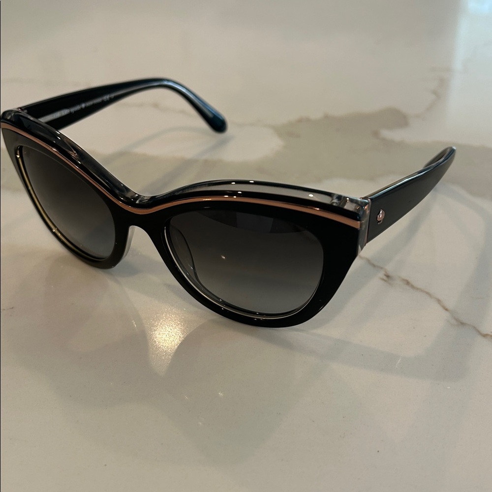 Kate Spade Black Cat-Eye Sunglasses with Rose Gold Accent - Picture 2 of 6